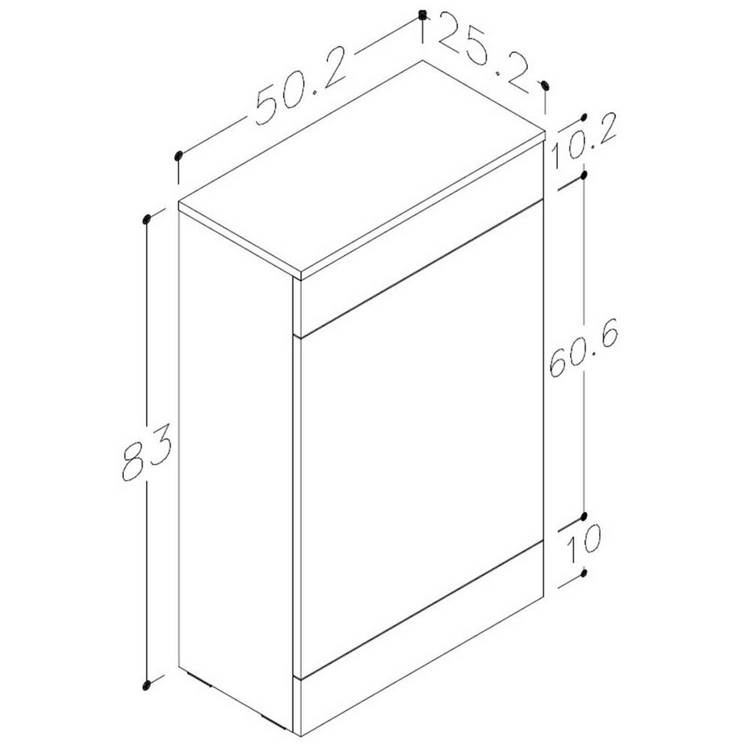 Ajax Walesby 500mm WC Unit in Gloss White dimensions