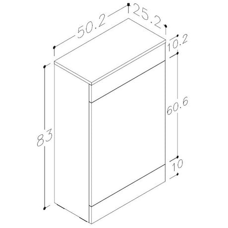 Ajax Walesby 500mm WC Unit in Oak dimensions