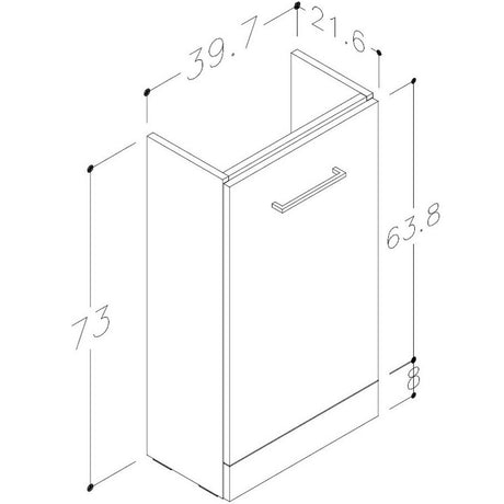 Ajax Walesby Floor Standing 410mm Vanity Unit and Basin in Gloss White dimesions