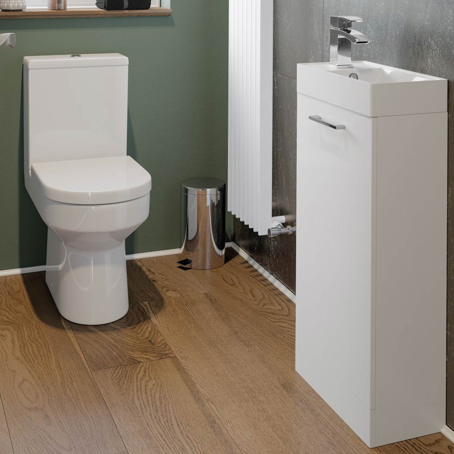 Ajax Walesby Floor Standing 410mm Vanity Unit and Basin in Gloss White lifestyle