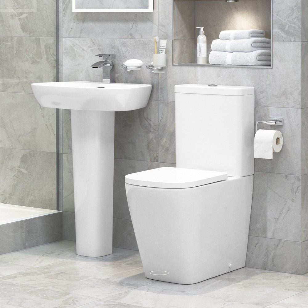 Ajax Weelsby 600mm 1TH Basin and Full Pedestal lifestyle