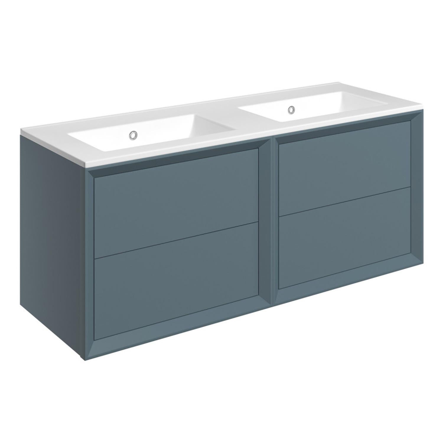 Ajax Yarborough 1210mm Wall Hung Vanity Unit with 0TH Basin in Matt Storm Blue