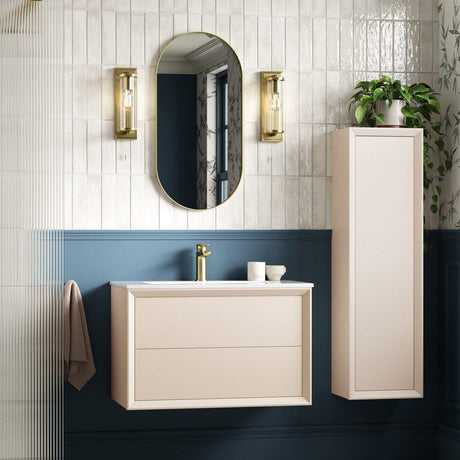 Ajax Yarborough 345mm Wall Hung Tallboy Unit in Matt Cotton lifestyle