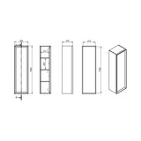 Ajax Yarborough 345mm Wall Hung Tallboy Unit in Matt Storm Blue dimensions
