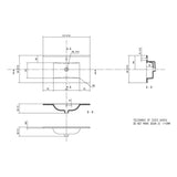 Ajax Yarborough 615mm Wall Hung Vanity Unit with 0TH Basin in Matt Cotton dimensions