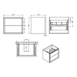 Ajax Yarborough 615mm Wall Hung Vanity Unit with 0TH Basin in Matt Cotton dimensions 2