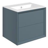 Ajax Yarborough 615mm Wall Hung Vanity Unit with 0TH Basin in Matt Storm Blue