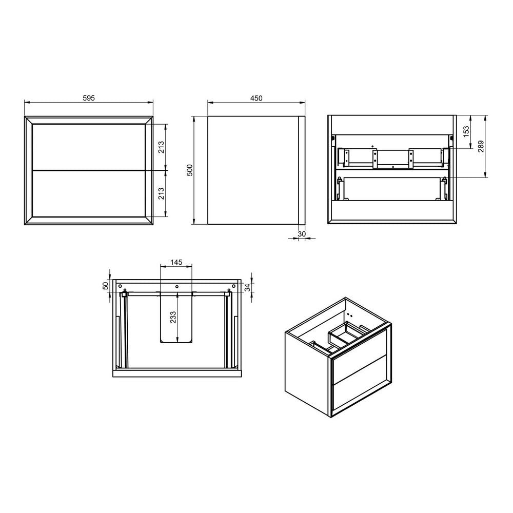 Ajax Yarborough 615mm Wall Hung Vanity Unit with 0TH Basin in Matt Storm Blue size chart