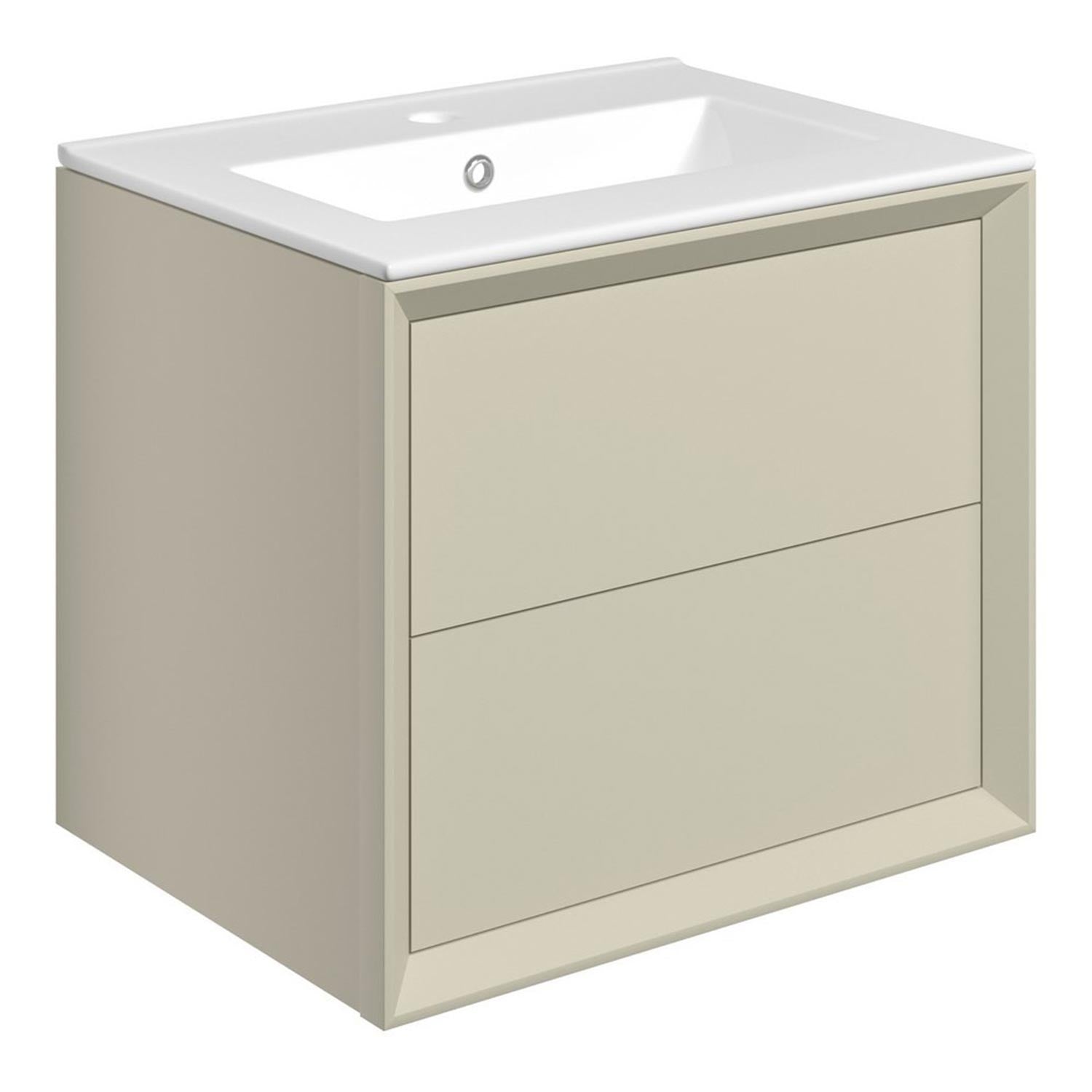 Ajax Yarborough 615mm Wall Hung Vanity Unit with 1TH Basin in Matt Cotton