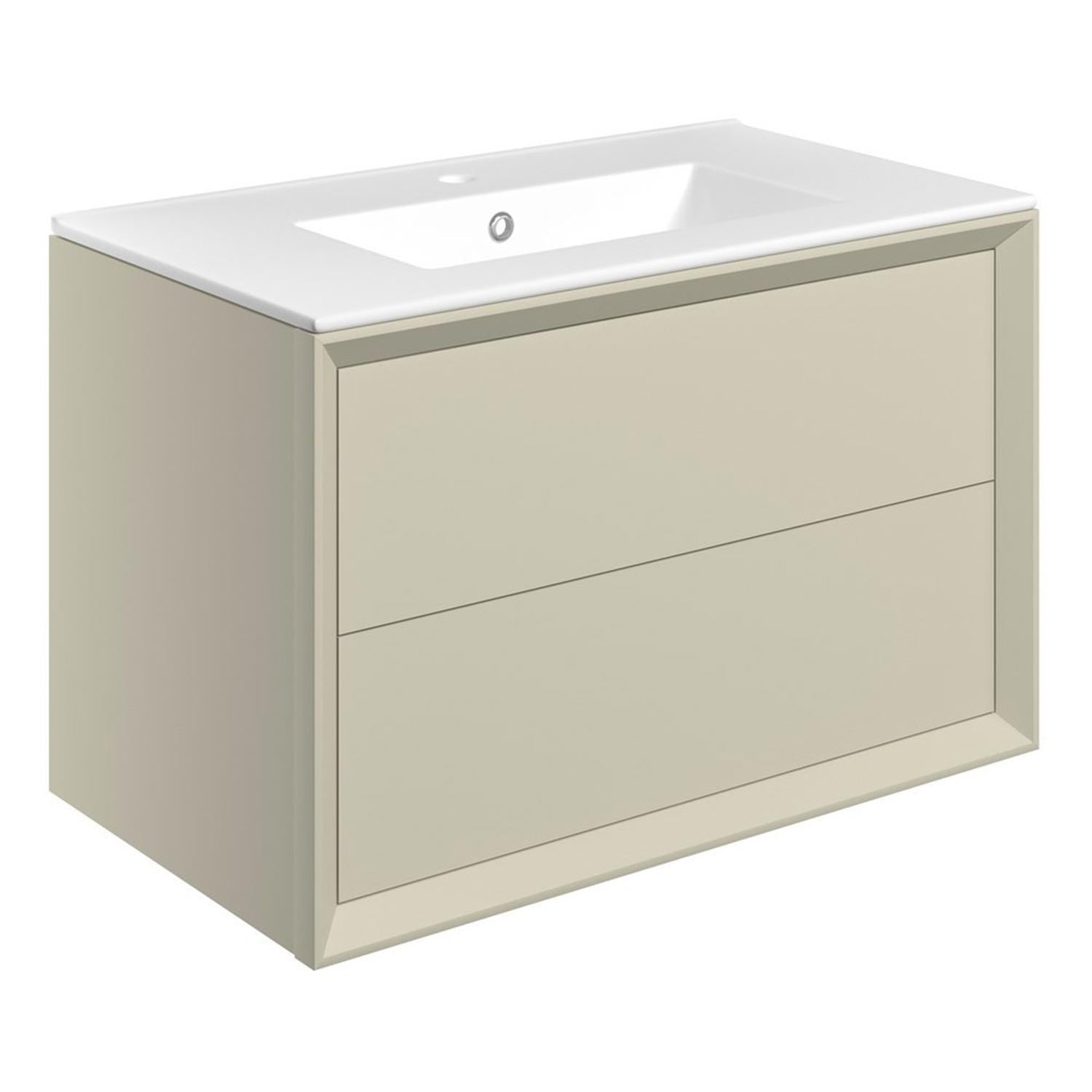 Ajax Yarborough 815mm Wall Hung Vanity Unit with 1TH Basin in Matt Cotton