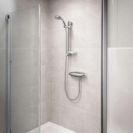 Aqualisa Aquarian Chrome Exposed Mixer Shower with Varispray Kit lifestyle