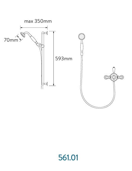 Aqualisa Aquatique Exposed Adjustable Shower Head Kit in Chrome dimensions
