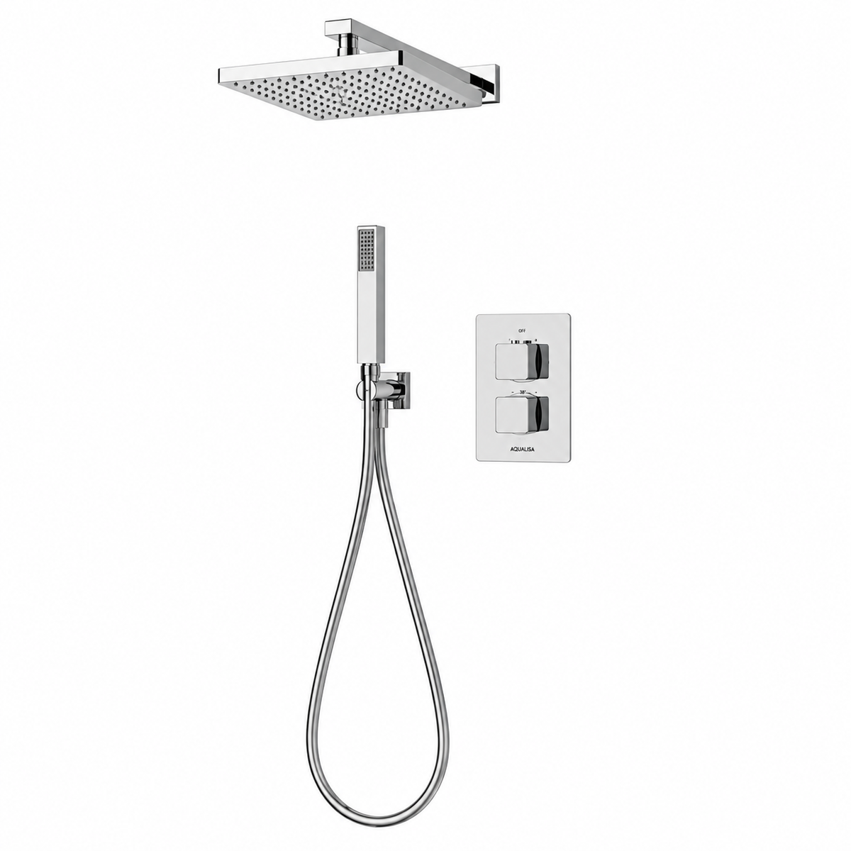 Aqualisa Dream Mixer Shower Square Dual Outlet with Hand Shower and Fixed Head DRMDCV2.HSFW.SQR
