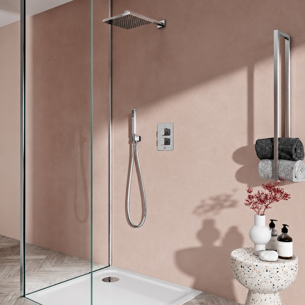 Aqualisa Dream Mixer Shower Square Dual Outlet with Hand Shower and Fixed Head Lifestyle DRMDCV2.HSFW.SQR
