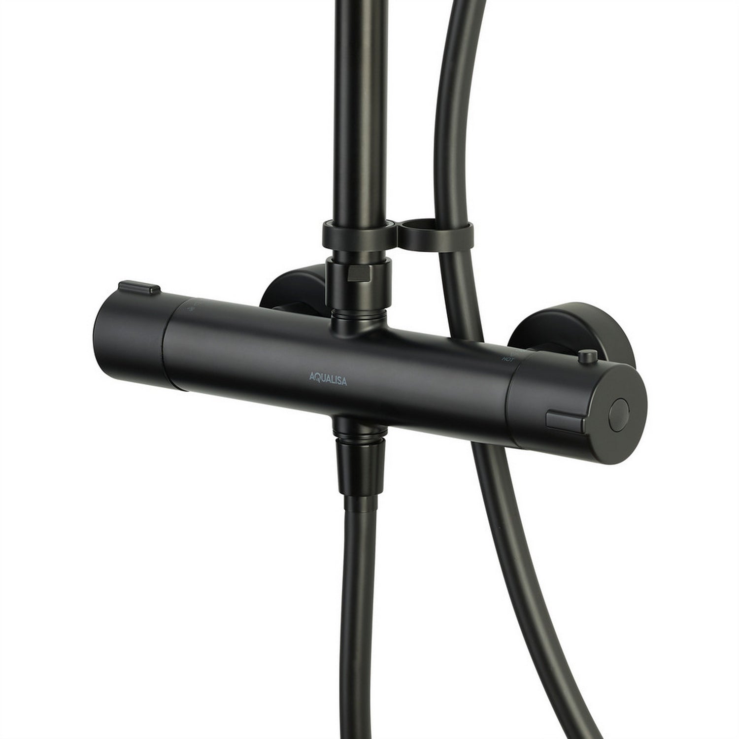 Aqualisa Safe Touch Shower Column with Adjustable Head in Matt Black Valve RNDSCBV2.MB