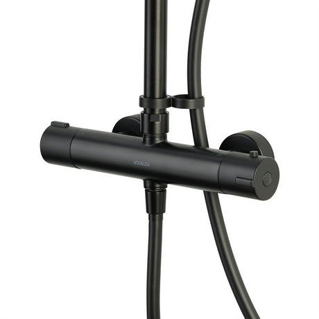 Aqualisa Safe Touch Shower Column with Adjustable Head in Matt Black Valve RNDSCBV2.MB