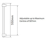 Aqualisa Slide Rail with Brackets in Chrome dimensions