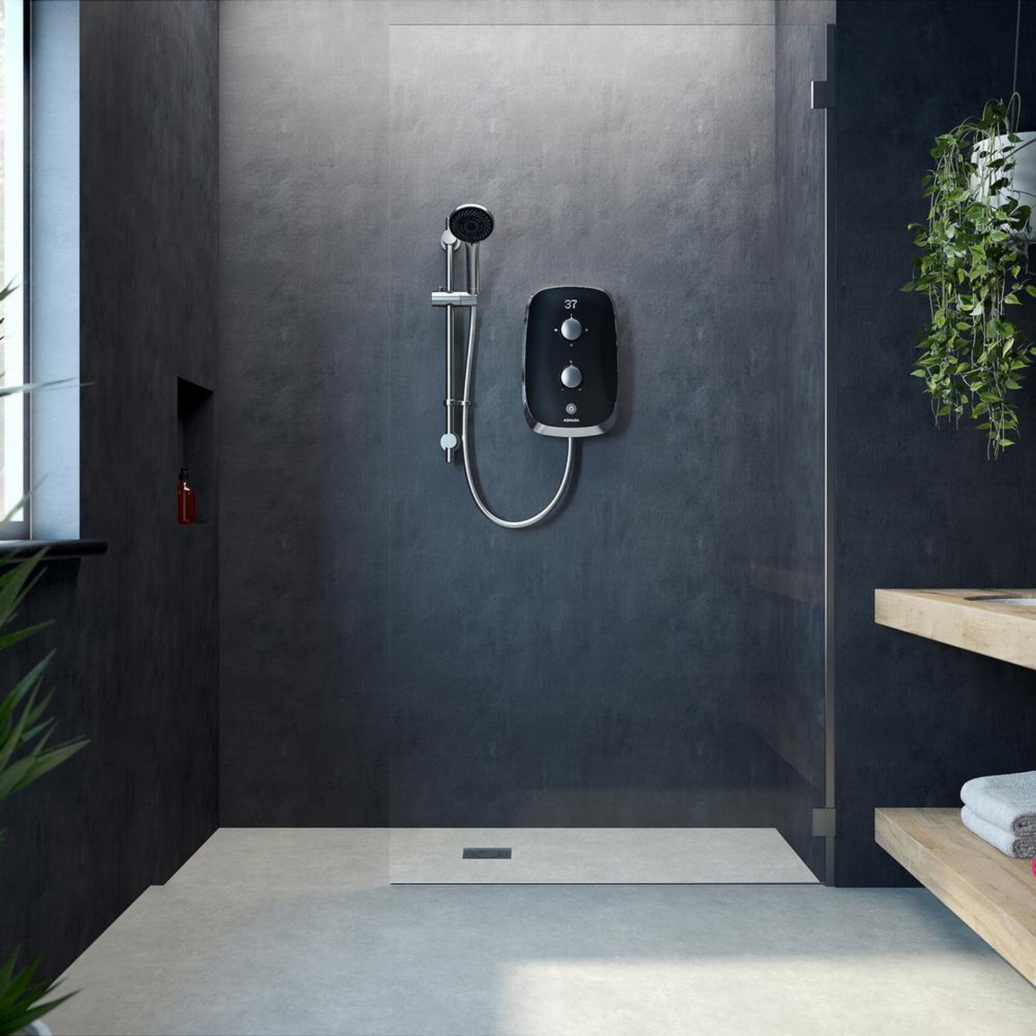 Aqualisa eMotion Midnight Black Electric Shower Lifestyle