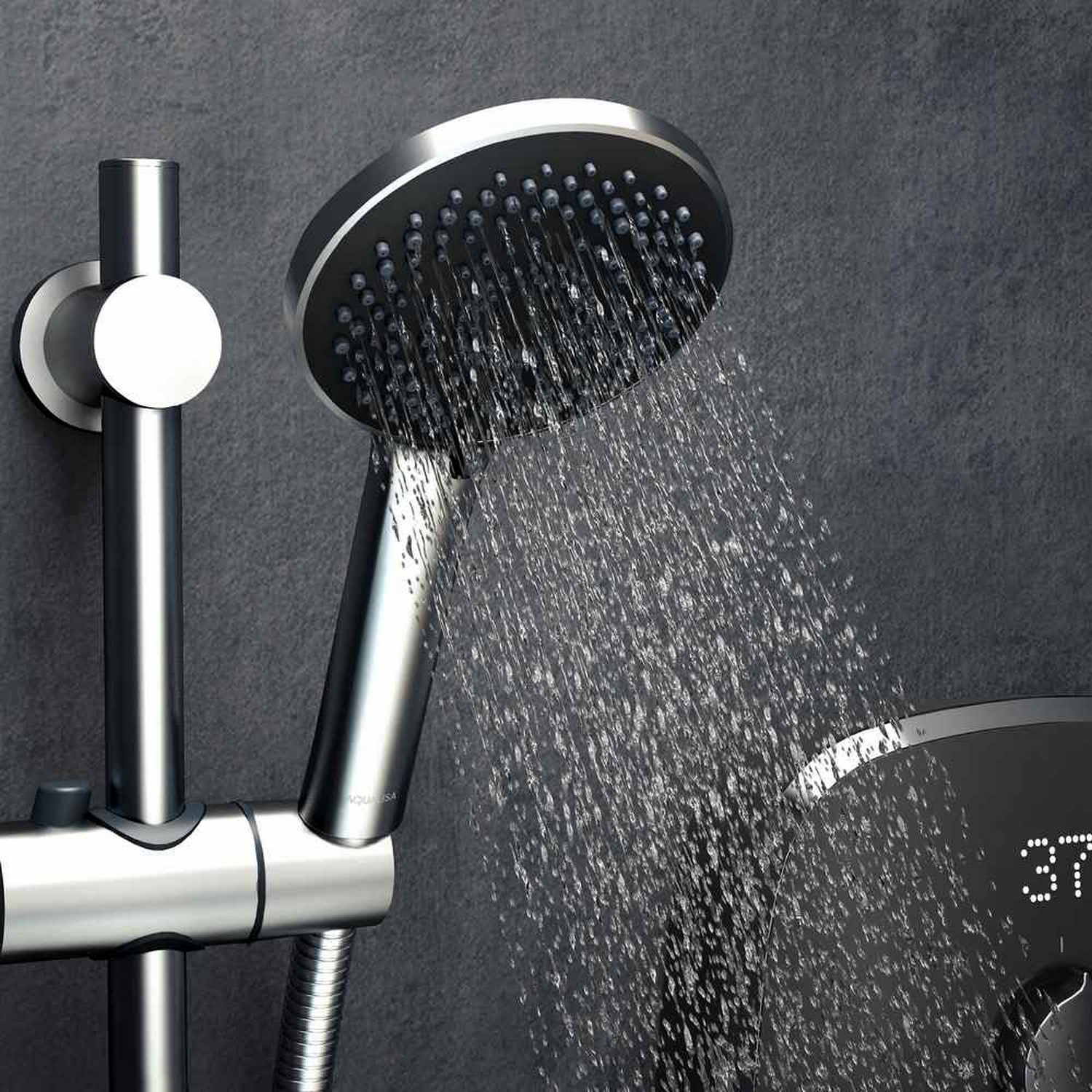 Aqualisa eMotion Space Grey Electric Shower Handset On
