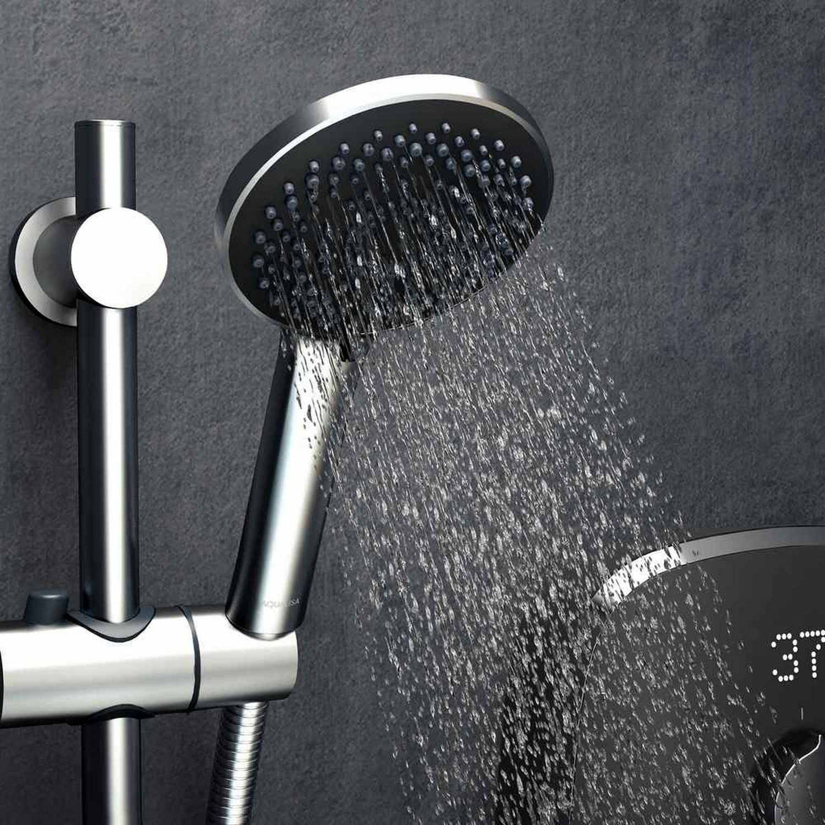 Aqualisa eMotion Space Grey Electric Shower Handset On