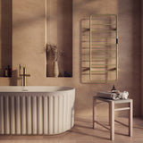 Aura 1200 x 500mm Electric Heated Towel Rail in Brushed Brass lifestyle