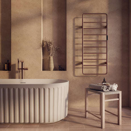 Aura 1200 x 500mm Electric Heated Towel Rail in Brushed Bronze lifestyle