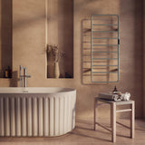 Aura 1200 x 500mm Electric Heated Towel Rail in Brushed Nickel lifestyle