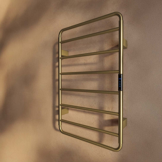 Aura 800 x 500mm Electric Heated Towel Rail in Brushed Brass 3
