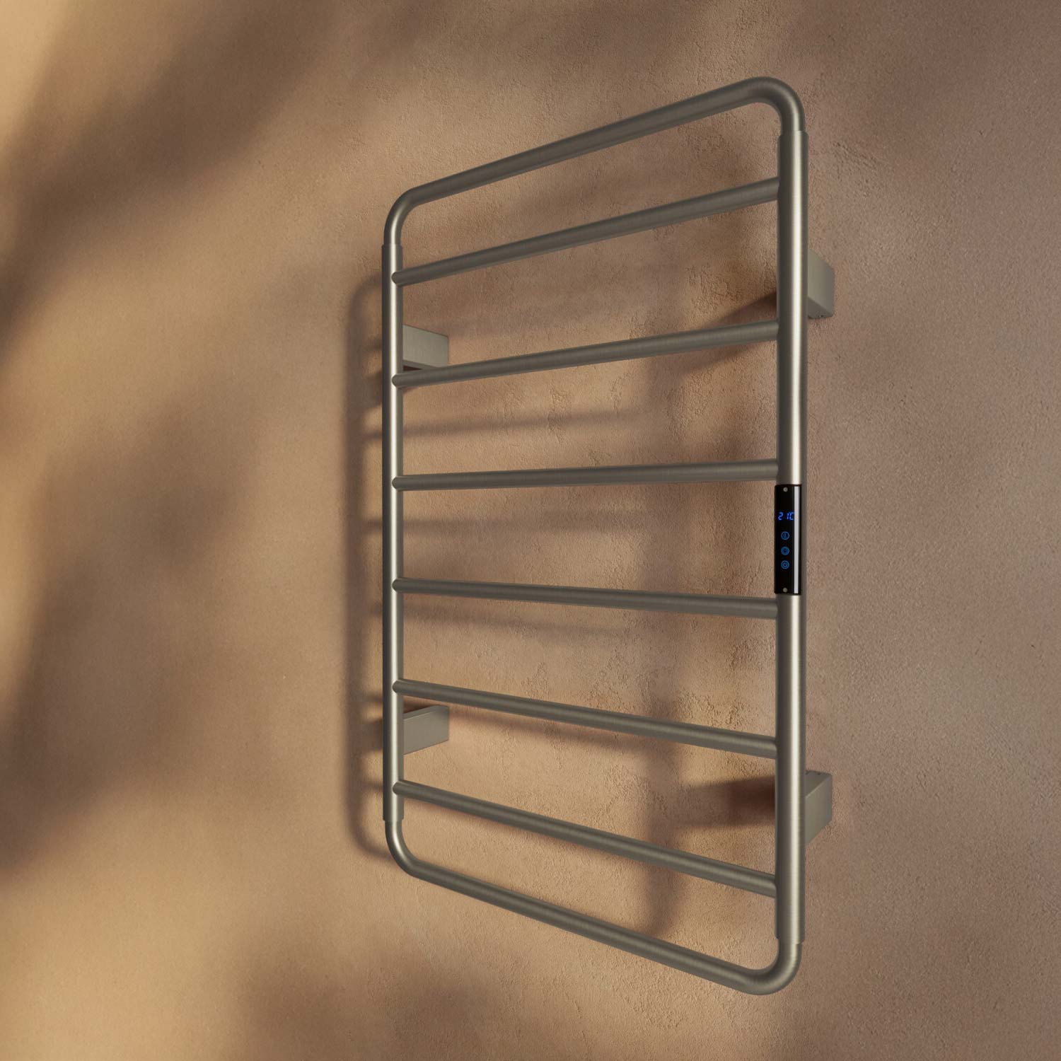 Aura 800 x 500mm Electric Heated Towel Rail in Brushed Nickel 2