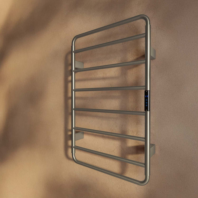 Aura 800 x 500mm Electric Heated Towel Rail in Brushed Nickel 2