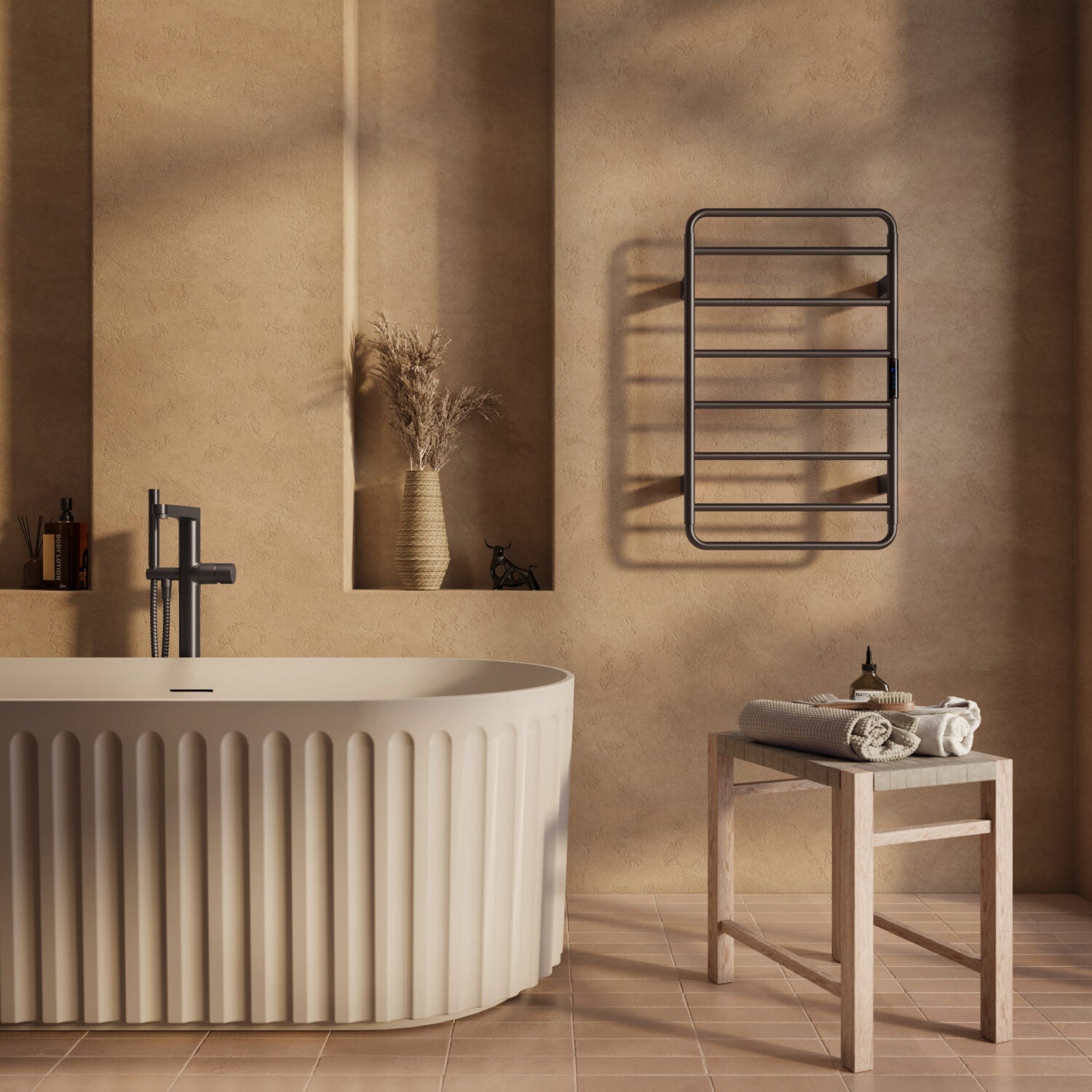 Aura 800 x 500mm Electric Heated Towel Rail in Gunmetal lifestyle