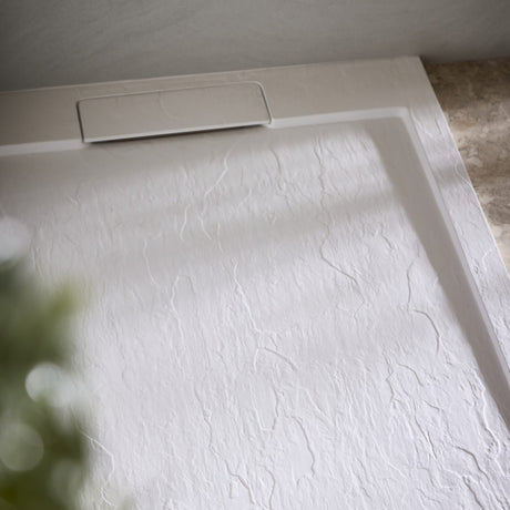 Azura Slate Rectangular Shower Tray in Matt White lifestyle 3