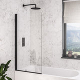 Beaufort 6mm Hinged Straight Bath Screen Black