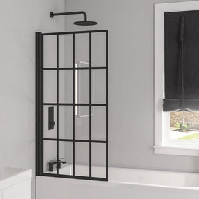 Beaufort 6mm Matt Black Grid Bath Screen