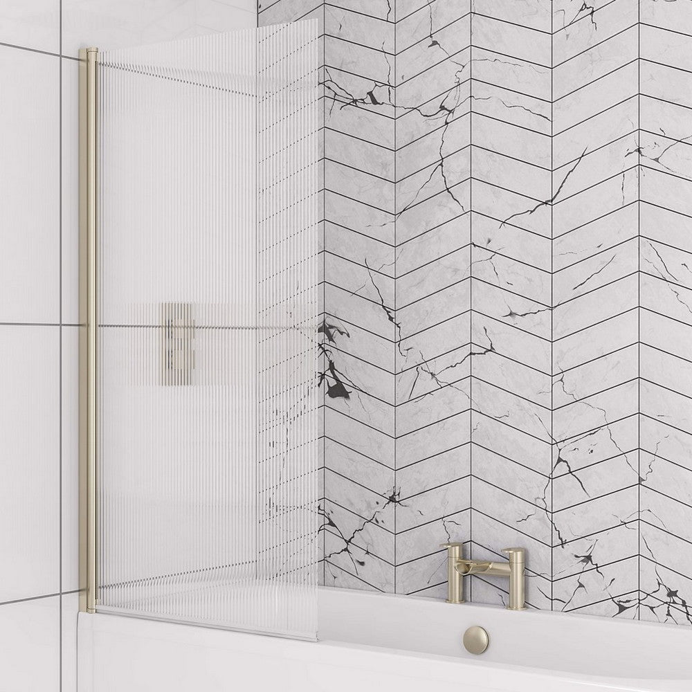 Beaufort 6mm Straight Fluted Bath Screen Brass