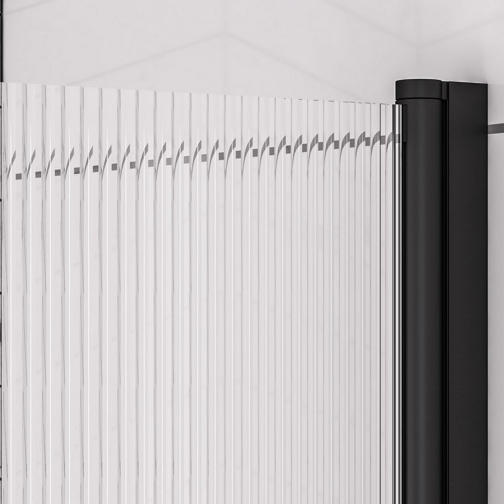 Beaufort 6mm Straight Fluted Bath Screen R Black