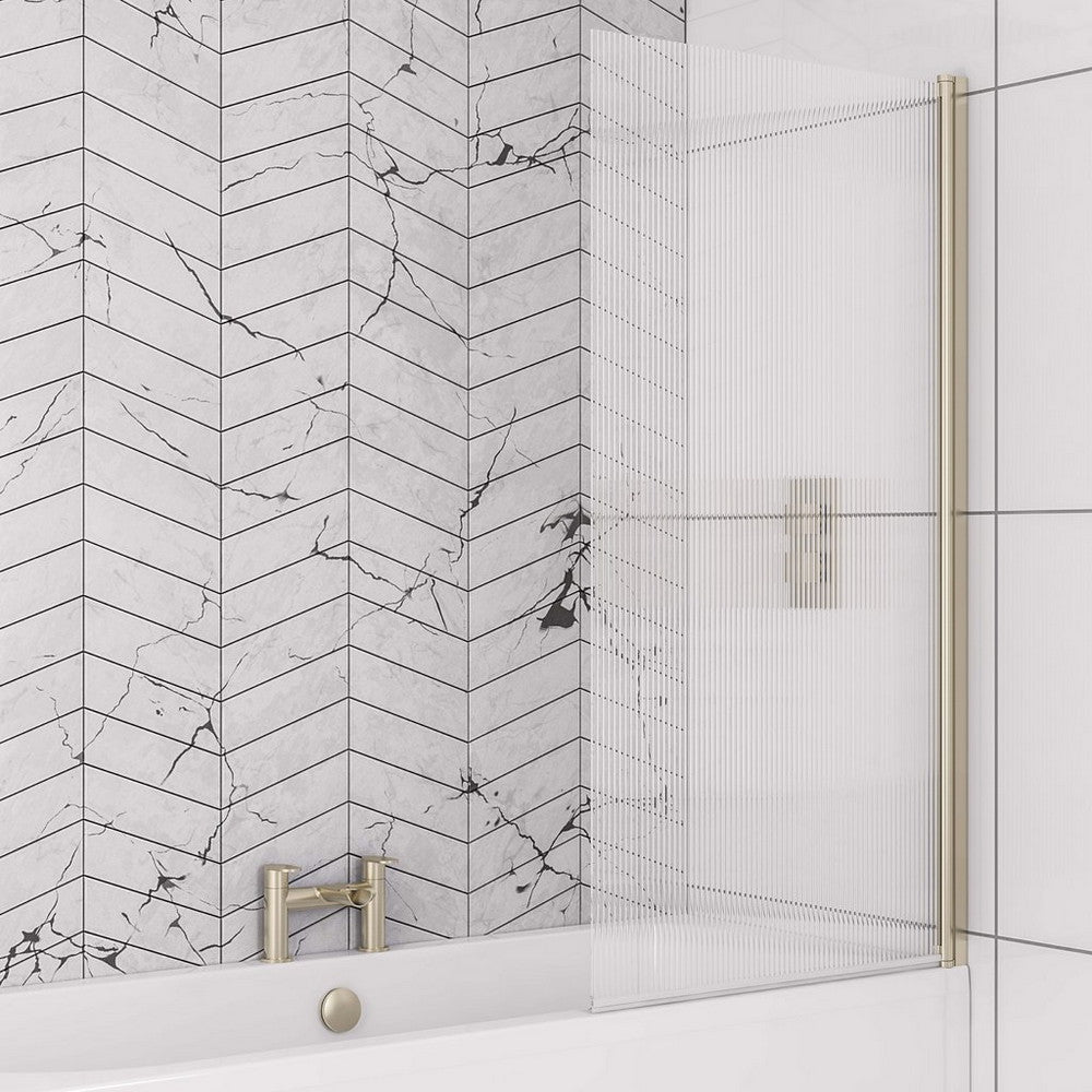 Beaufort 6mm Straight Fluted Bath Screen R Brass
