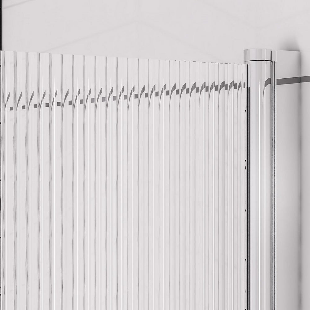 Beaufort 6mm Straight Fluted Bath Screen R Chrome