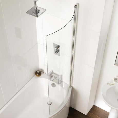 Beaufort Chrome C Shape 6mm Curved Easy Clean Bath Screen in Chrome