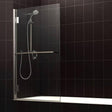 Beaufort Corniche 1400 x 800mm Thin Edged Bath Screen with Towel Rail in Chrome