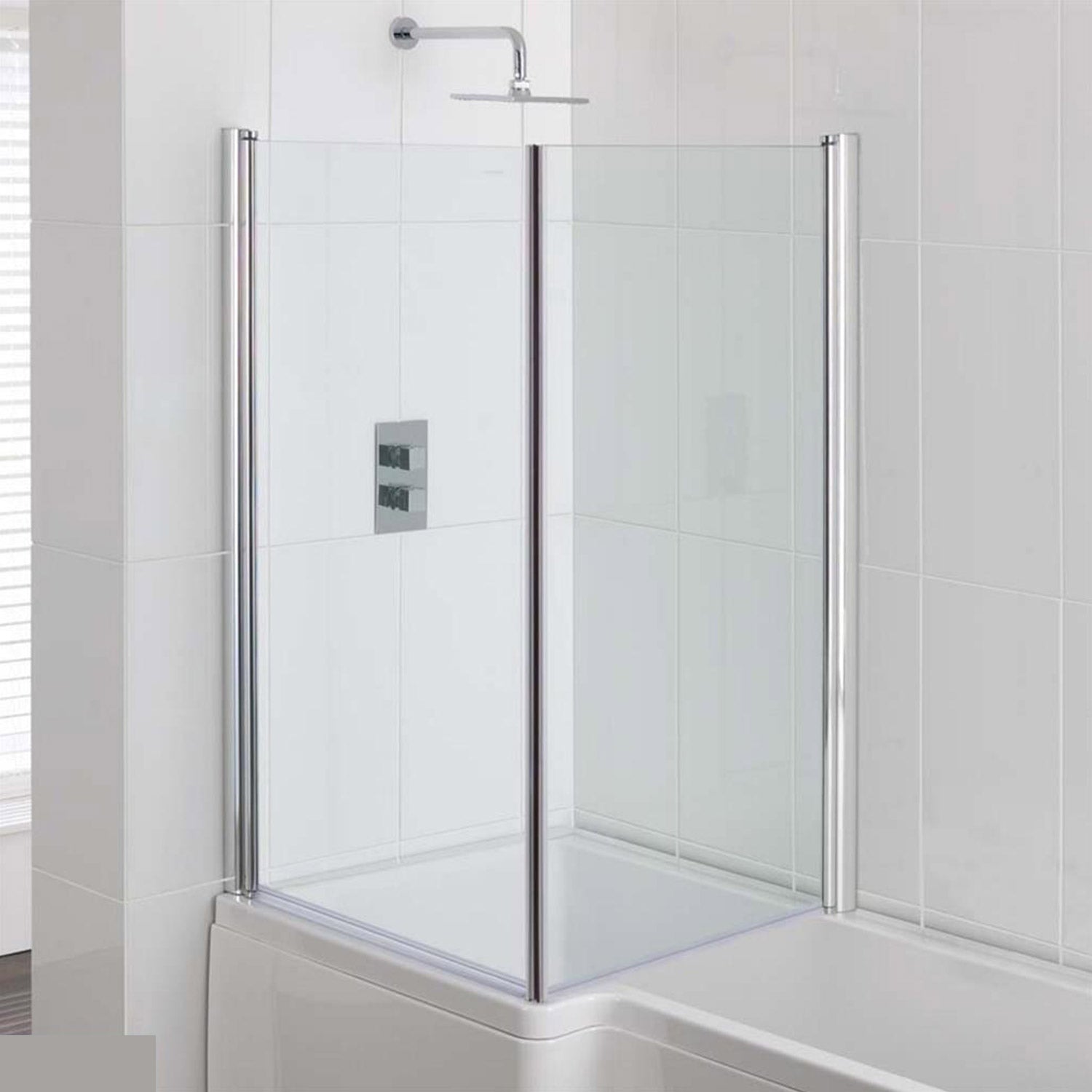 Beaufort L Shape 6mm Type 1 Bath Screen in Chrome