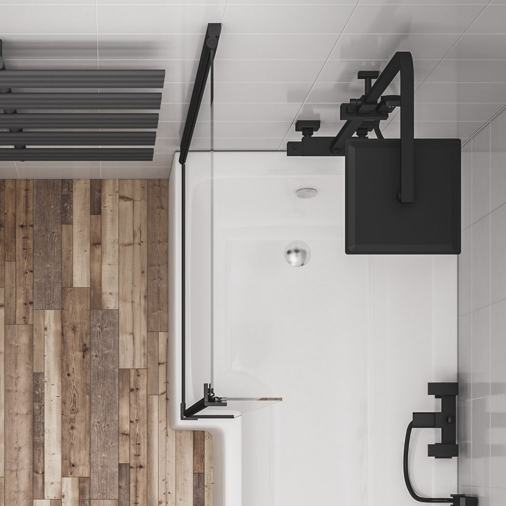 49.2009 Beaufort L Shape Left Hand Bath Screen in Matt Black