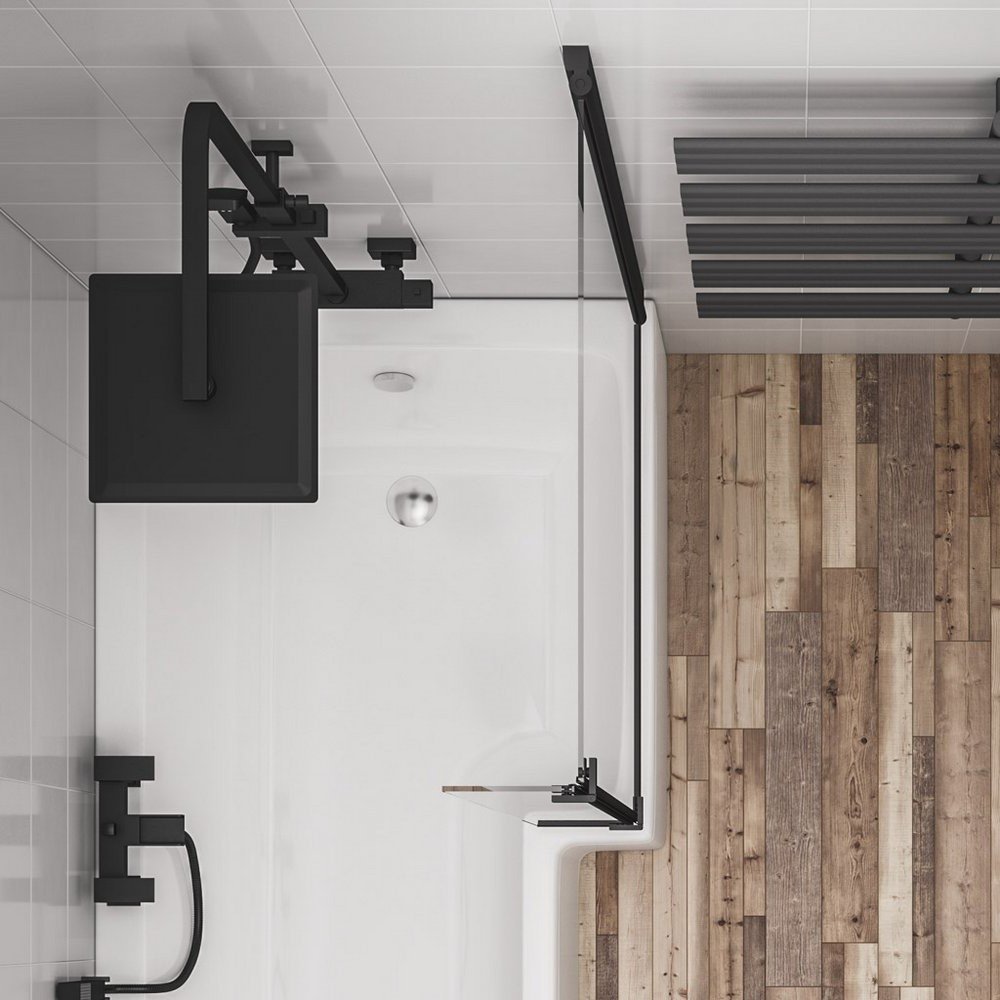 49.2011 Beaufort L Shape Right Hand Bath Screen in Matt Black