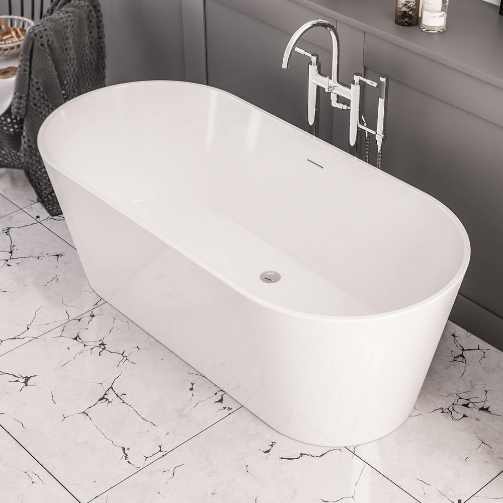 Beaufort Lambeth 1590 x 740mm Gloss White Freestanding Bath Angle