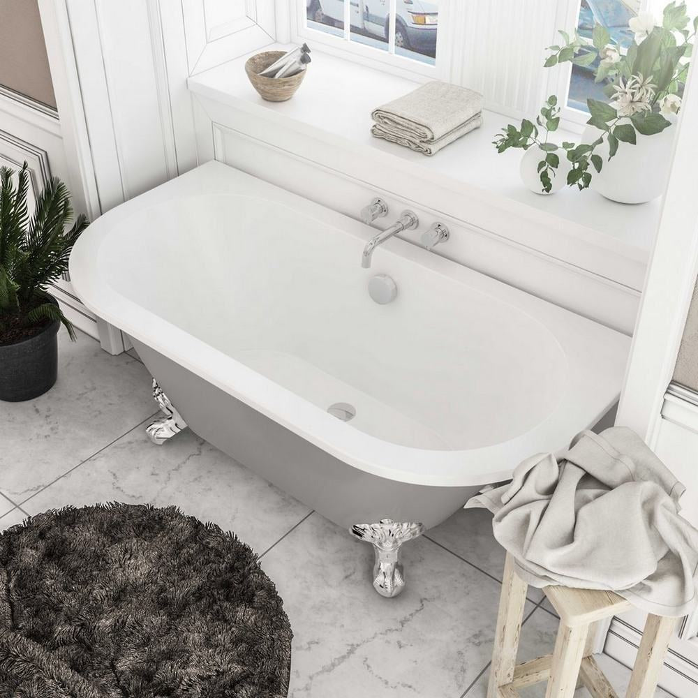Beaufort Mortlake 1500 x 740mm Matt Grey and White Freestanding Bath