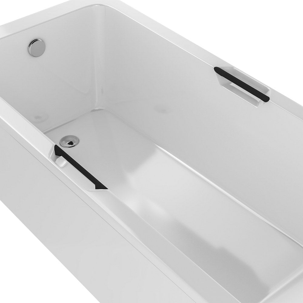 Beaufort Portland 1700 x 700mm Matt White Single Ended Twin Grip Bath Black