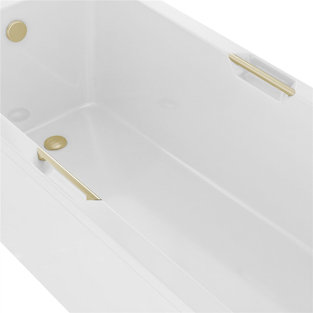 Beaufort Portland 1700 x 700mm Matt White Single Ended Twin Grip Bath Brass
