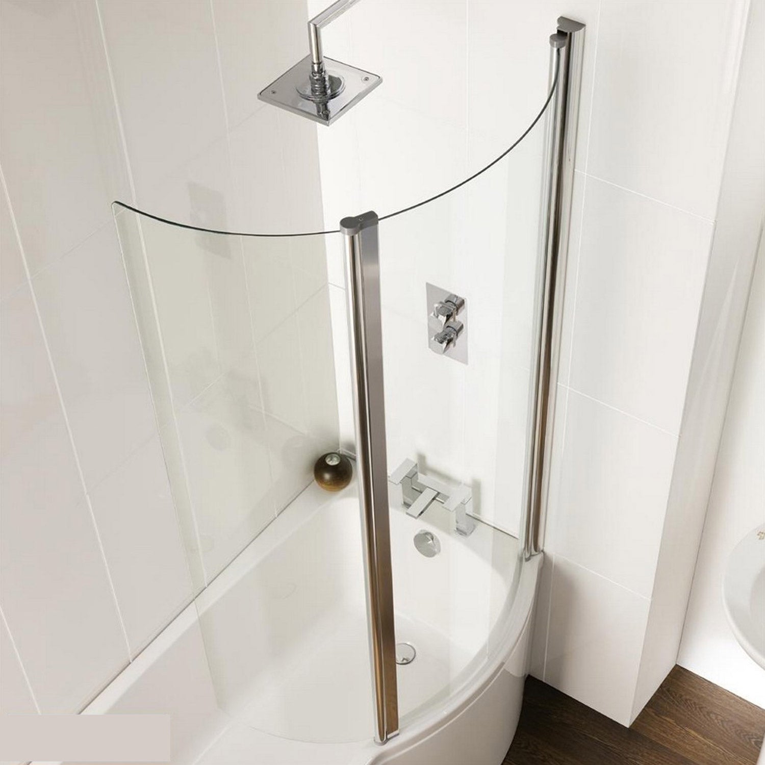 Beaufort Right Handed Chrome Folding 6mm Curved Bath Screen in Chrome
