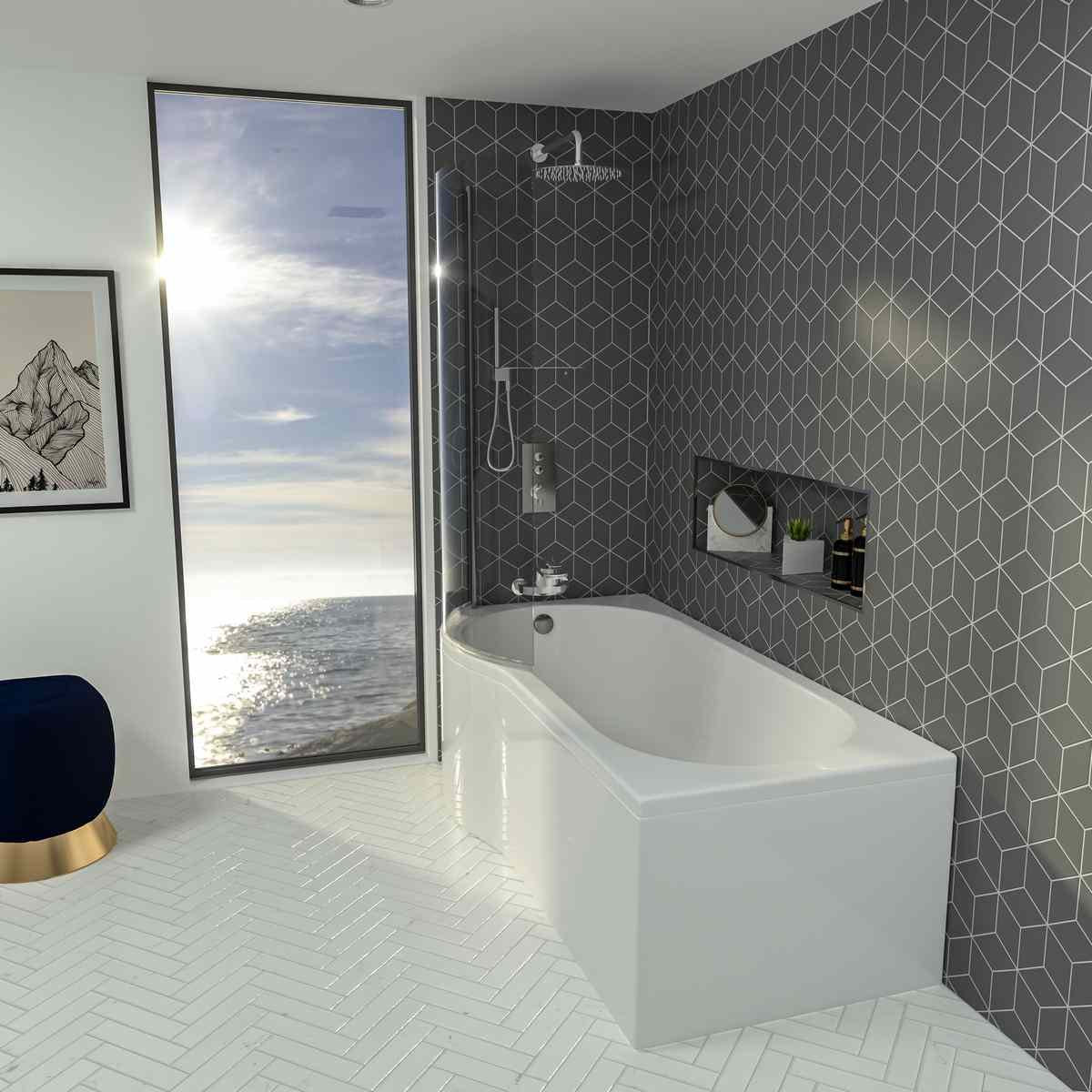 Beaufort Shannon P Shape Left Handed Shower Bath Lifestyle