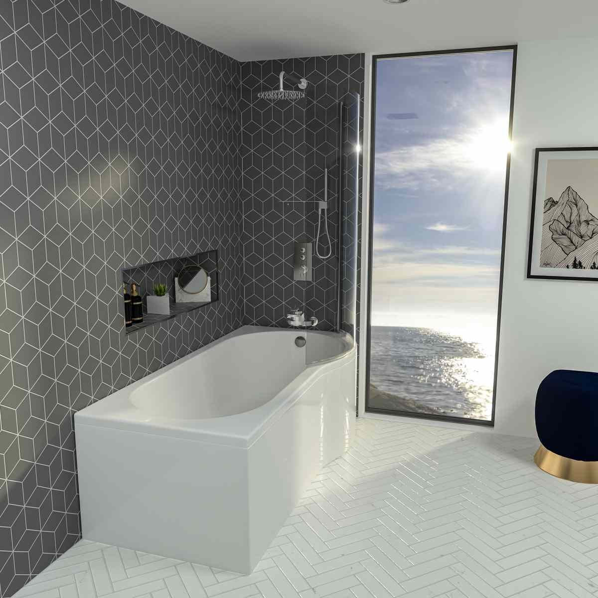 Beaufort Shannon P Shape Right Handed Shower Bath Lifestyle